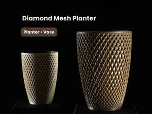 Diamond Mash Planter with Drainage •Planter •Vase