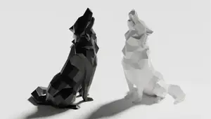 Low Poly Howling Wolf (No Supports)