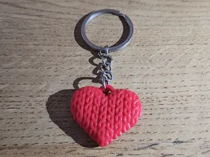 Knitted heart keychain