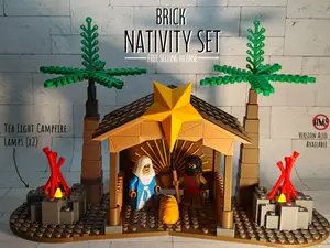Brick Nativity Set (Highly Detailed w/ Tea Lights)