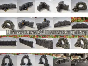 Ultimate Stone Wall Terrain Set (14 Pcs) - D&D