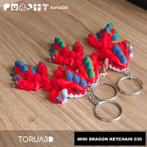 Mini dragon keychain 030 - Print in place - No supports - 3mf - STL