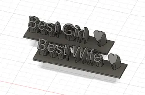 Best Girl and Best Wife signs with hearts