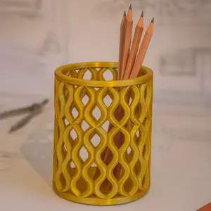 Omega Loop Wavy Open Frame Strong Pen Holder - Elegant home & office decor
