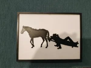 They call me Trinity Wall Plaque silhouette frame 15x20cm and the Horse – Trinity on the travois