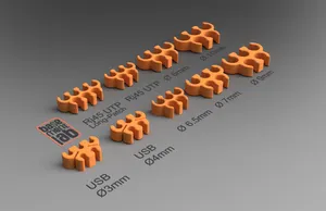Cable Organizer / Cable Clip - Clip RJ45 - USB Ø3mm USB Ø4mm - Ø6.5mm - Ø7mm - Ø8mm - Ø9mm - Ø10mm