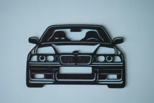 BMW E36 Style Car Silhouette – Flat Automotive Wall Art