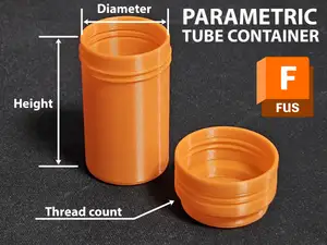 Parametric Tube Container System (Tube + Cap + Extension)
