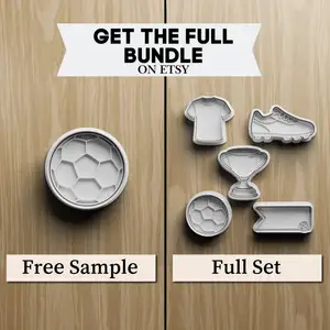 Free Sample of 5 Soccer Cookie Cutter STL Set with Jersey, Cleat, Trophy, Ball and Banner