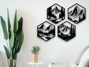 Hexagon Mountains Wall Art - v2