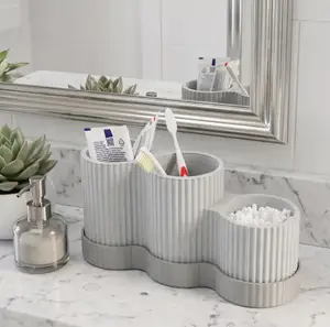 Textured Bathroom Organizer (Toothbrushes, Toothpaste, Q-tips)