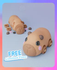 Movable Capybara Bus Keychain (Separated Parts)