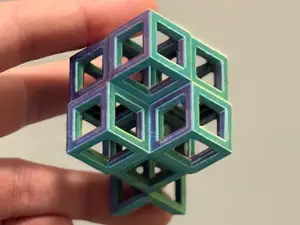 Wireframe Rhombic Dodecahedral Sierpiński Octahedron Fractal Structure - Level 1