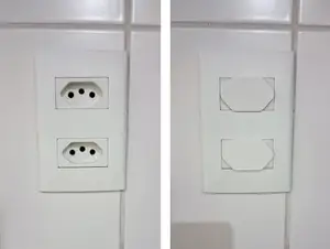 Protetor minimalista para tomada padrão brasileiro / Minimalist dust cover for Brazilian wall outlets
