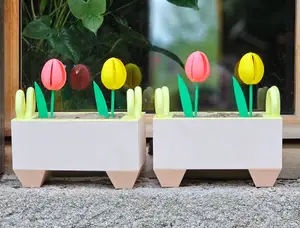 Window edge flower pot with infinite handles and pyramid feet. More heigth and less depth.