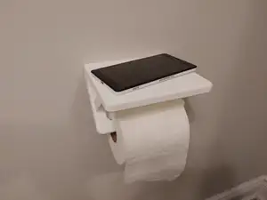 Toilet paper roll holder with phone shelf, hidden screw mounting