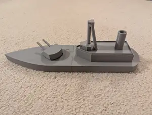 Simple Naval Monitor Warship (Snap Fit Turret and Hull)