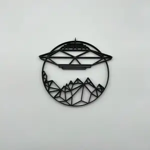 Geometric Alien Over Mountains