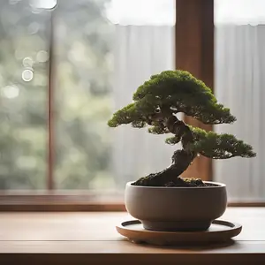 Curved Bonsai Pot with Drainage Hole