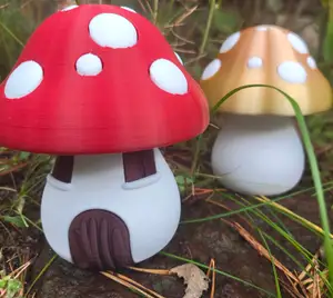 Mushroom / toadstool and mushroom house (single extruder, multi color)