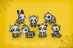 Cute Animal Halloween Keychain Skeleton -7 designs