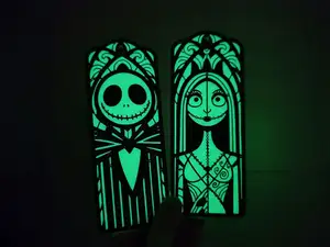Jack and Sally Glow-in-the-Dark Fan Art – 2D Stained Glass Style