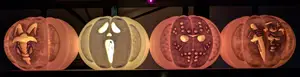 Various Horror Film Themed Faces for thjelmfelt's Jack O'Lantern with Snap On Faces (2017 Version)