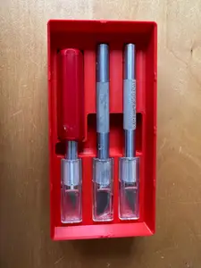 Gridfinity Bin for 2 Medium and 1 Large Exacto knives with Blade Covers
