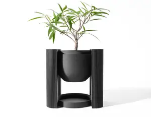 The Avor Planter Pot with Drainage Tray & Stand: Modern and Unique Home Decor for Plants and Succulents