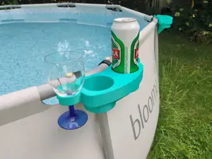 Beverage holder for metal frame garden pool
