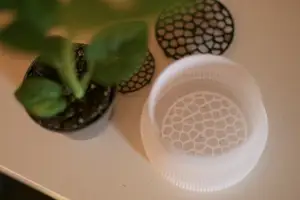 flower pot saucer against waterlogging with voronoi pattern