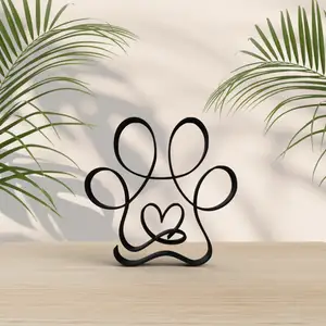 Dog heart and paw model - One Line Art