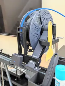 Elegoo Neptune 4 Plus filament sensor bracket with dual filament source Spool and PTFE tubing.