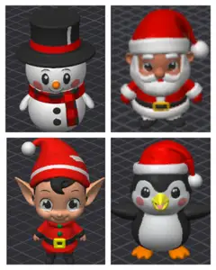 Cartoon Christmas Character Pack #1 - Cute Xmas Figures MMU/MMS/AMS (PRE-PAINTED)