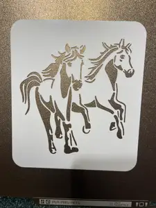 2x Running Horses - Template Stencil for drawing and painting