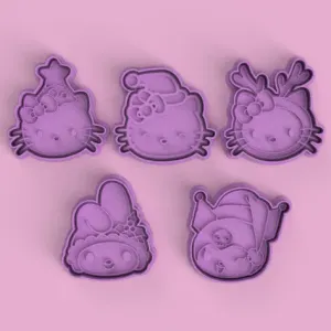CORTANTES + ESTAMPAS HELLO KITTY - KUROMI - MY MELODY FELIZ NAVIDAD / MERRY CHRISTMAS CUTTERS + STAMPS