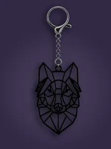 Geometric Wolf Keychain
