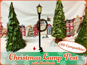 Christmas Lamp Post w/Cardinals (Optional Lighting!)