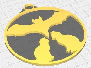 Maeviis (Bat and two cats) christmas tree ornament