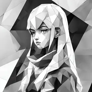 Low Poly anime girl wall art