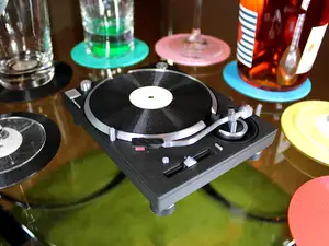 Record Coasters on Technics SL-1210 MK3 Holder