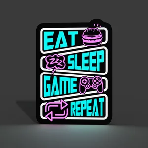Eat Sleep Game Repeat Lightbox LED Lamp