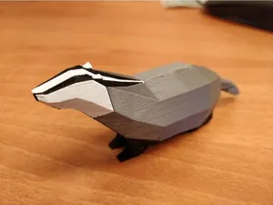 European Badger Low-Poly Multimaterial (Meles meles)