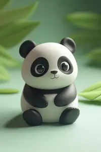 Baby Panda Clay character kawaii 3D Model
