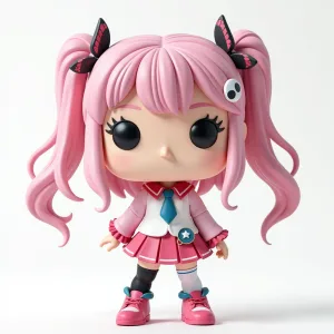 Cute Anime-Style Chibi Girl 3D Model for 3D Printing – Kawaii Collectible Figurine with Pink Hair and Pigtails – DIY Funko Pop-Inspired Desktop Toy