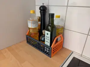 Box for the oil bottles laying on the table