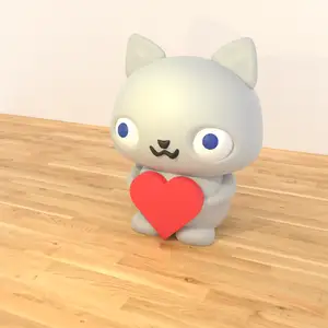 Simple cute kitten holding heart (keychain version included)