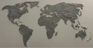 World map with elevation