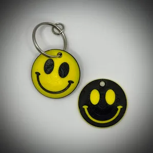 Smiley Face Key Ring (keychain) or Bag Tag - Dome Shape (2 piece for multicolor)