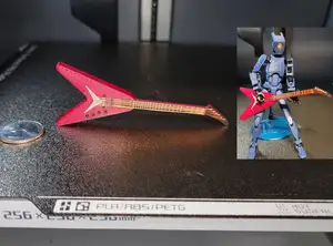 Flying V Guitar With Strings Print in Place